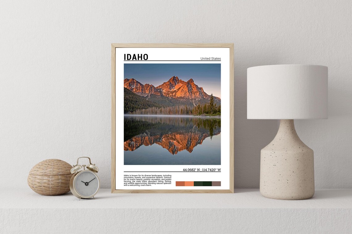 Idaho Sawtooth Mountains Mirror Lake Sunrise Reflection Poster - Image 2
