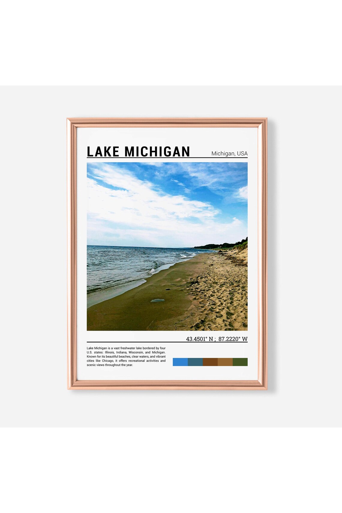 Lake Michigan Sandy Beach Shoreline Waves Sunny Summer Day Poster