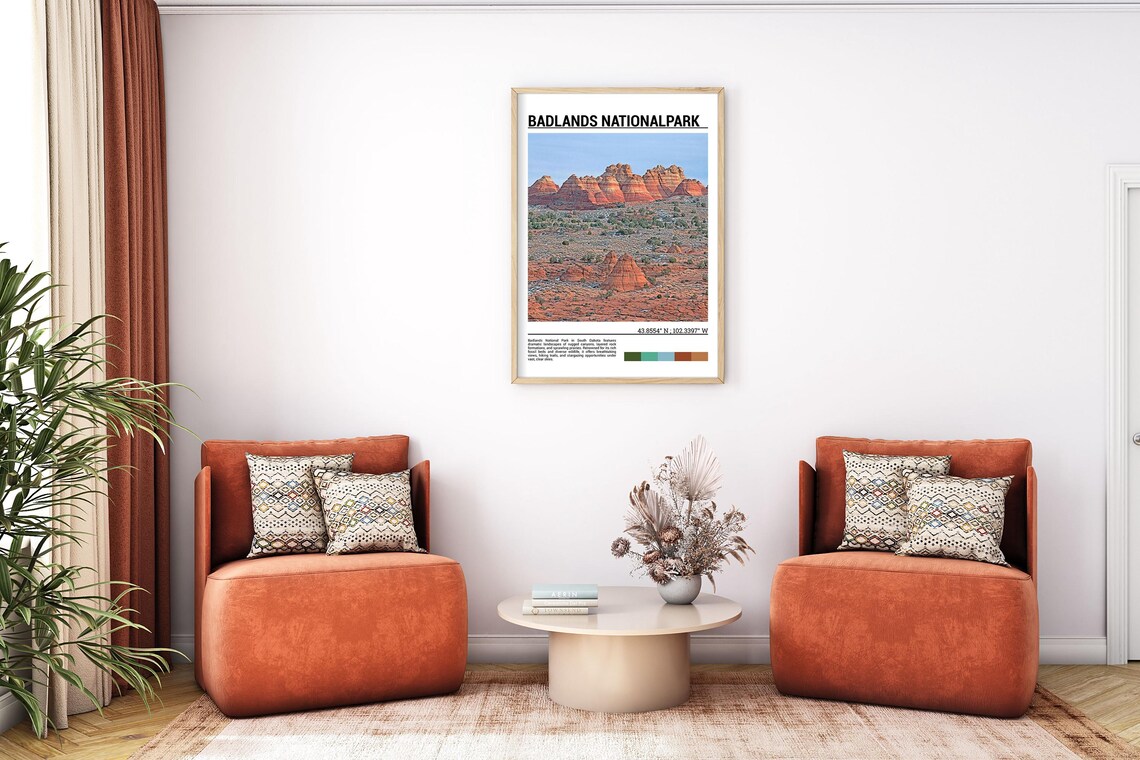 Badlands National Park Red Rock Formations Desert Dramatic Landscape Poster - Image 7