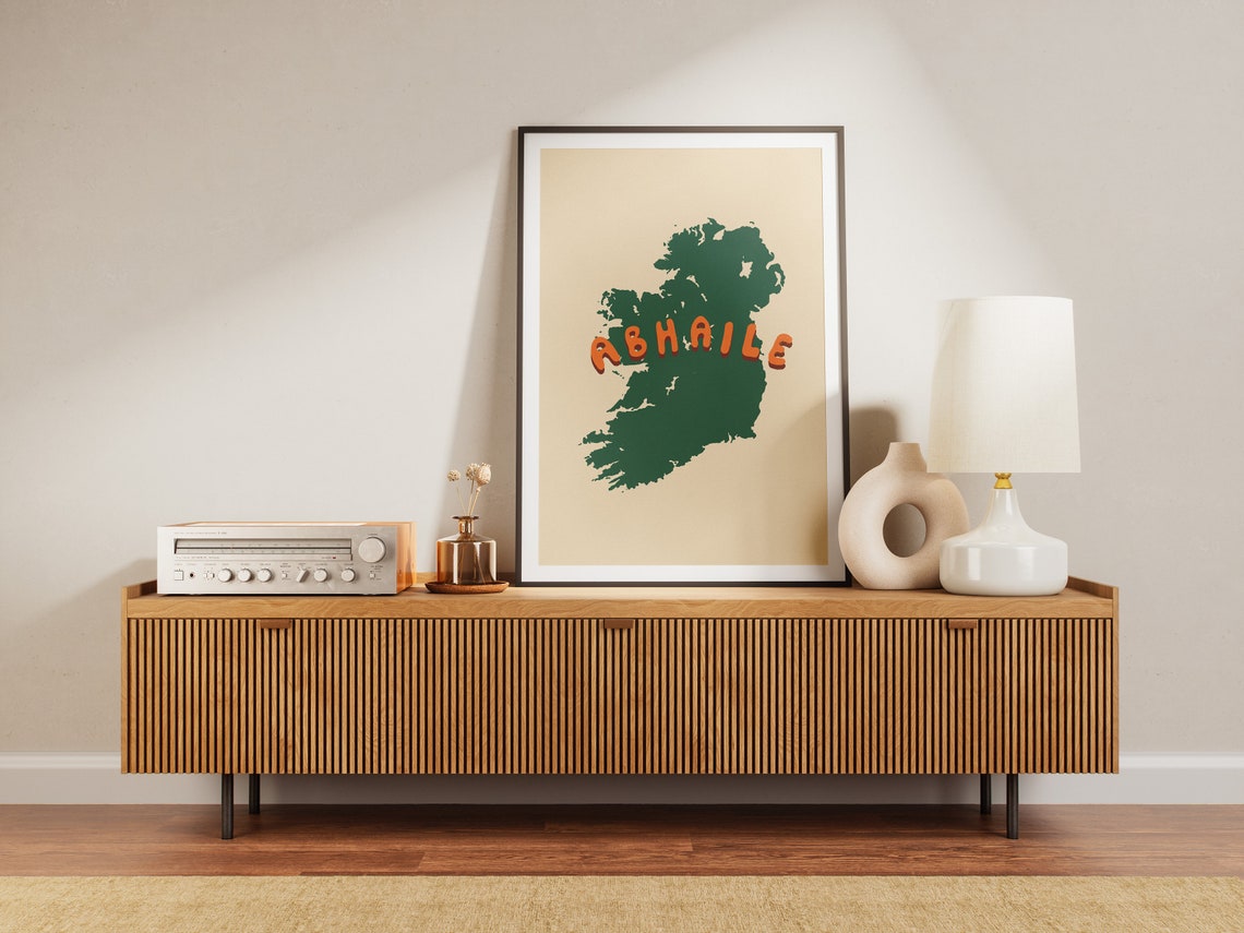 Abhaile Ireland Map Green Silhouette Gaelic Home Decor Poster - Image 2