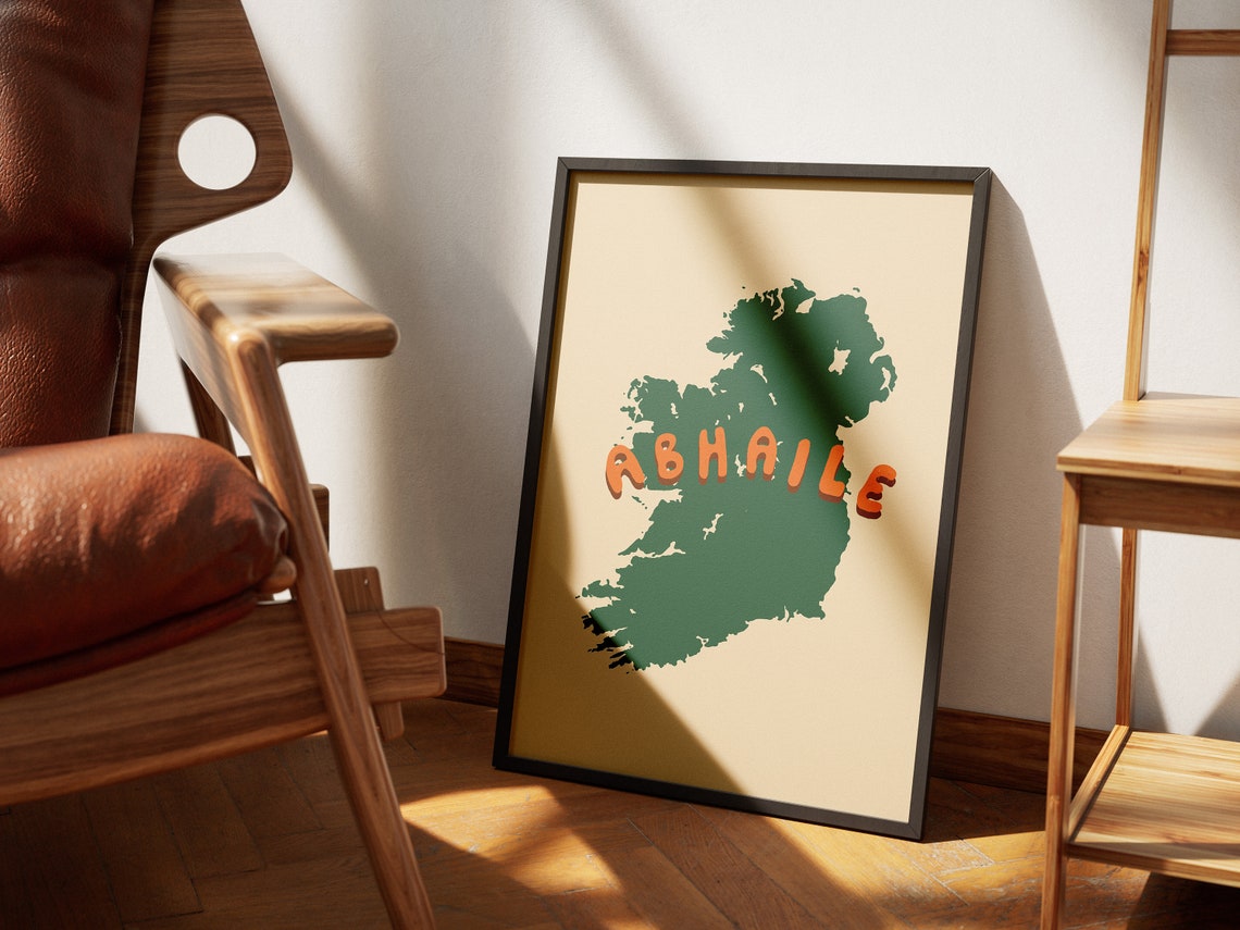 Abhaile Ireland Map Green Silhouette Gaelic Home Decor Poster - Image 4