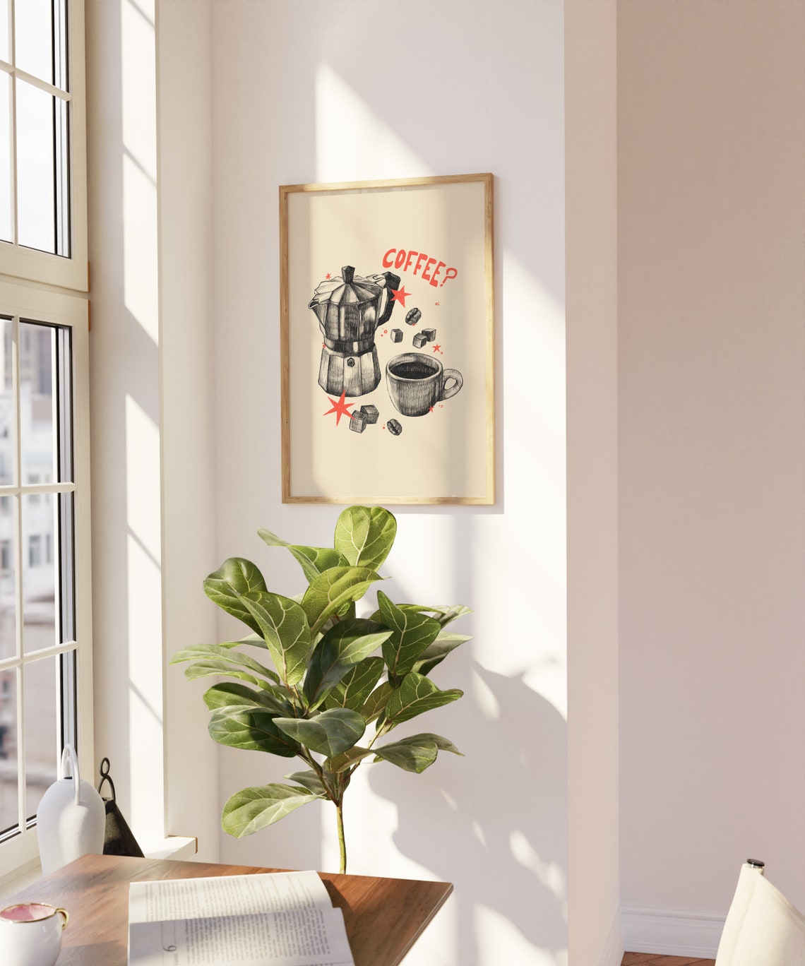 Coffee Question Moka Pot Espresso Sketch Fun Kitchen Wall Art - Image 5