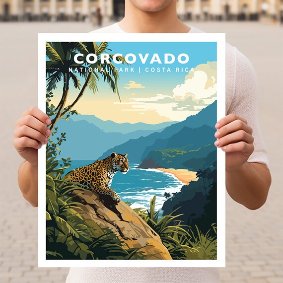 Corcovado National Park Costa Rica Jaguar Beach Wildlife Poster