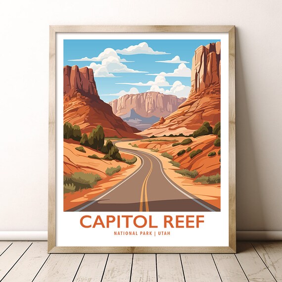 Capitol Reef National Park Utah Red Rock Desert Road Trip Poster