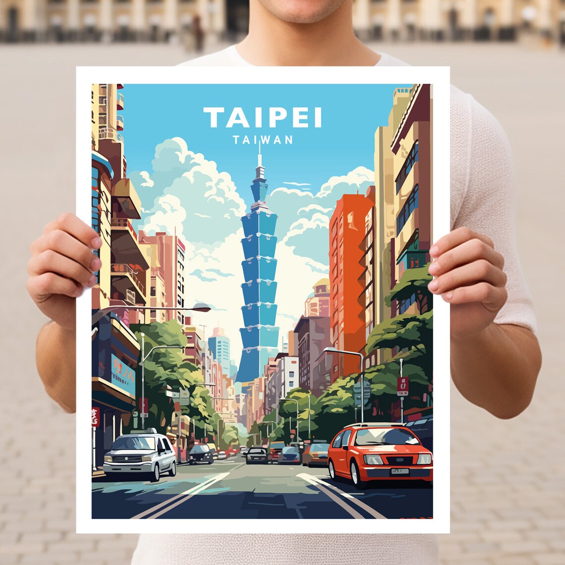 Taipei Taiwan Travel Poster, Asia Wall Decor