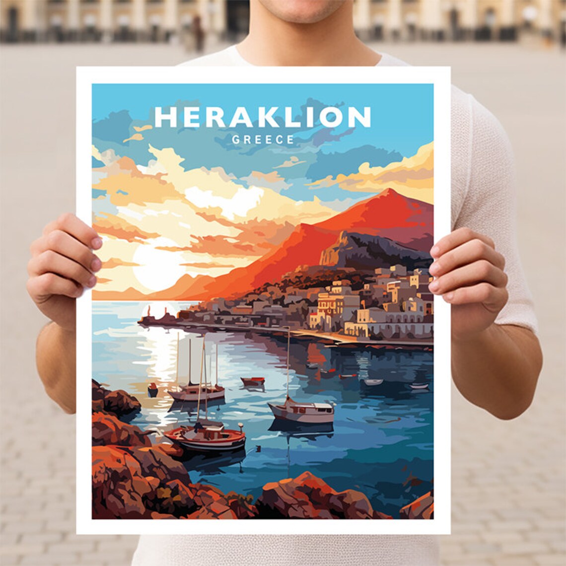 Heraklion Greece Crete Travel Poster Print