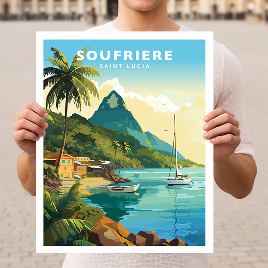 Soufriere Gros Piton Saint Lucia Travel Poster