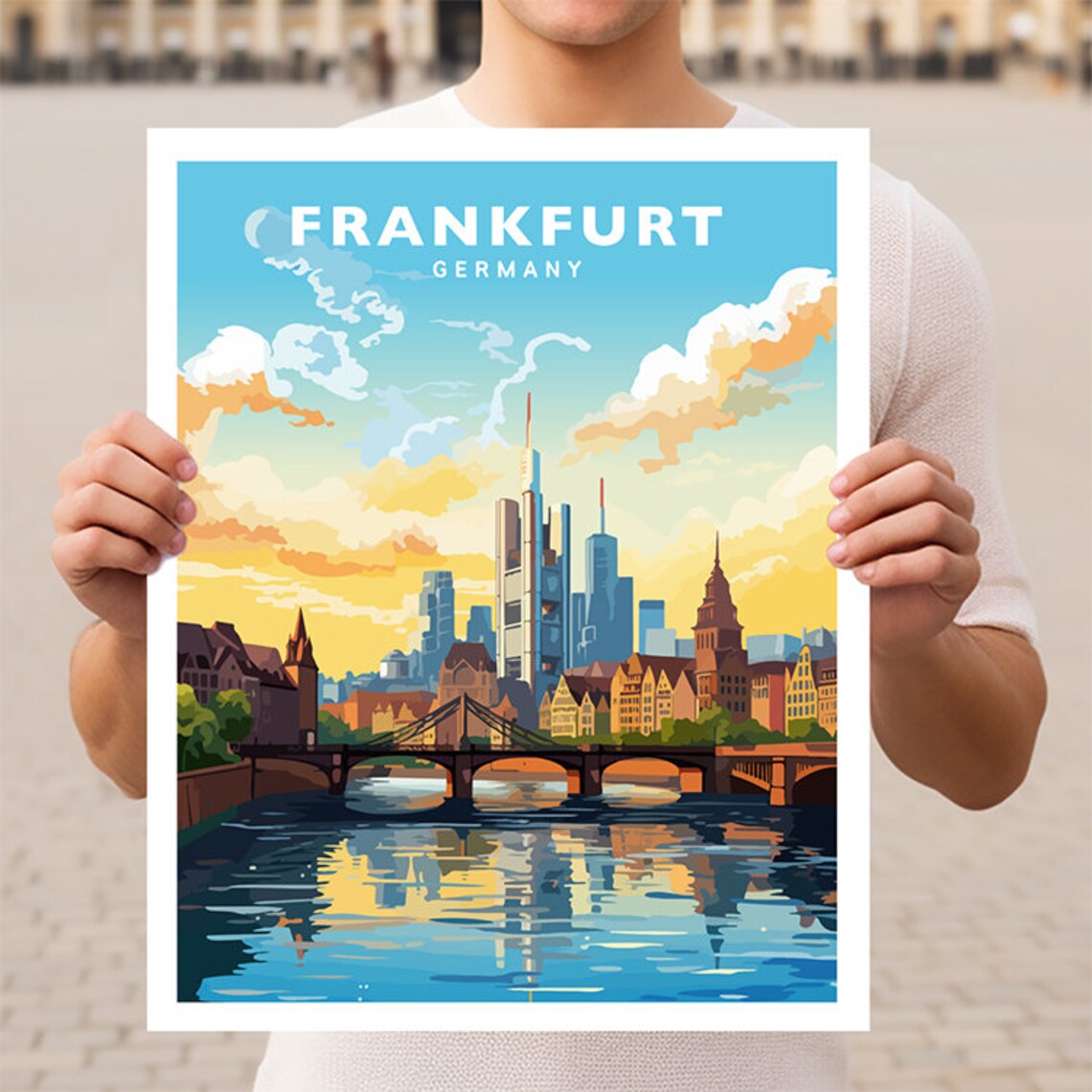 Frankfurt Germany Travel Poster, City Wall Art