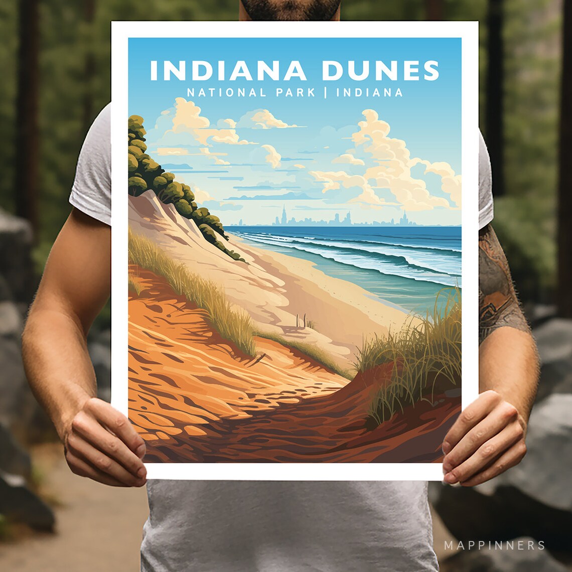 Indiana Dunes National Park Travel Poster, Indiana