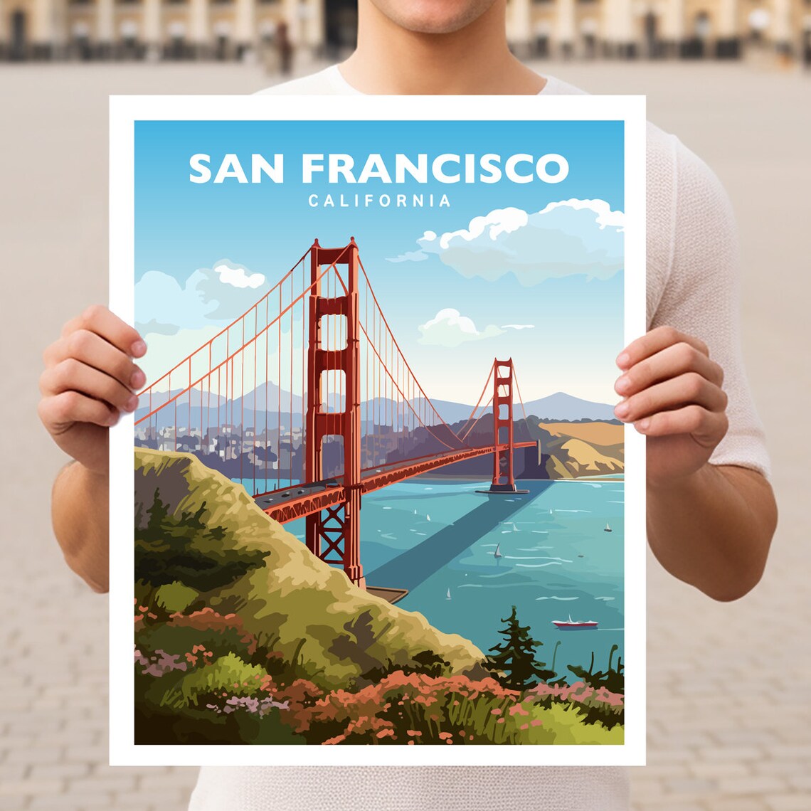 San Francisco Bay Golden Gate Bridge Travel Poster