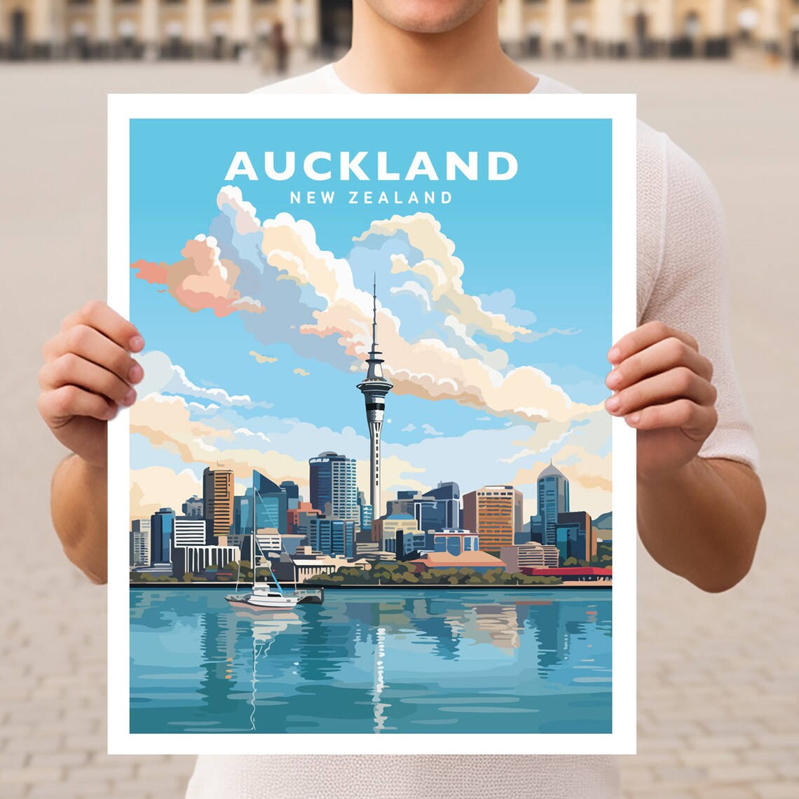 Auckland New Zealand Travel Poster, Travel Poster