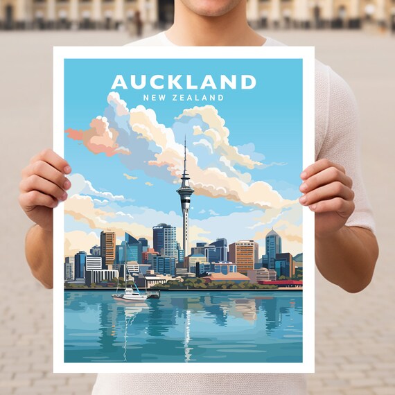 Auckland New Zealand Travel Poster, Travel Poster
