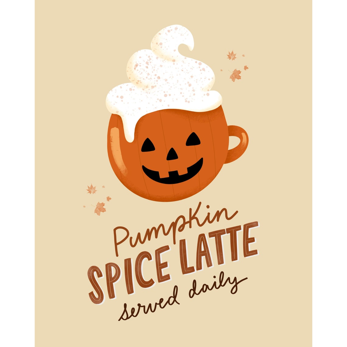 Pumpkin Spice Latte Served Daily Jack O Lantern Mug Art Print - Image 4