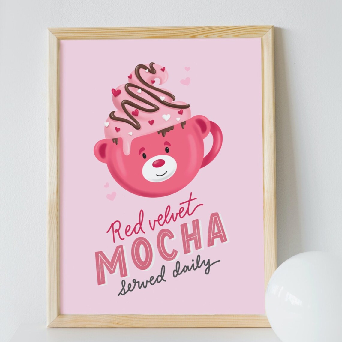 Red Velvet Mocha Cute Bear Mug Pink Coffee Bar Kitchen Poster - Image 2
