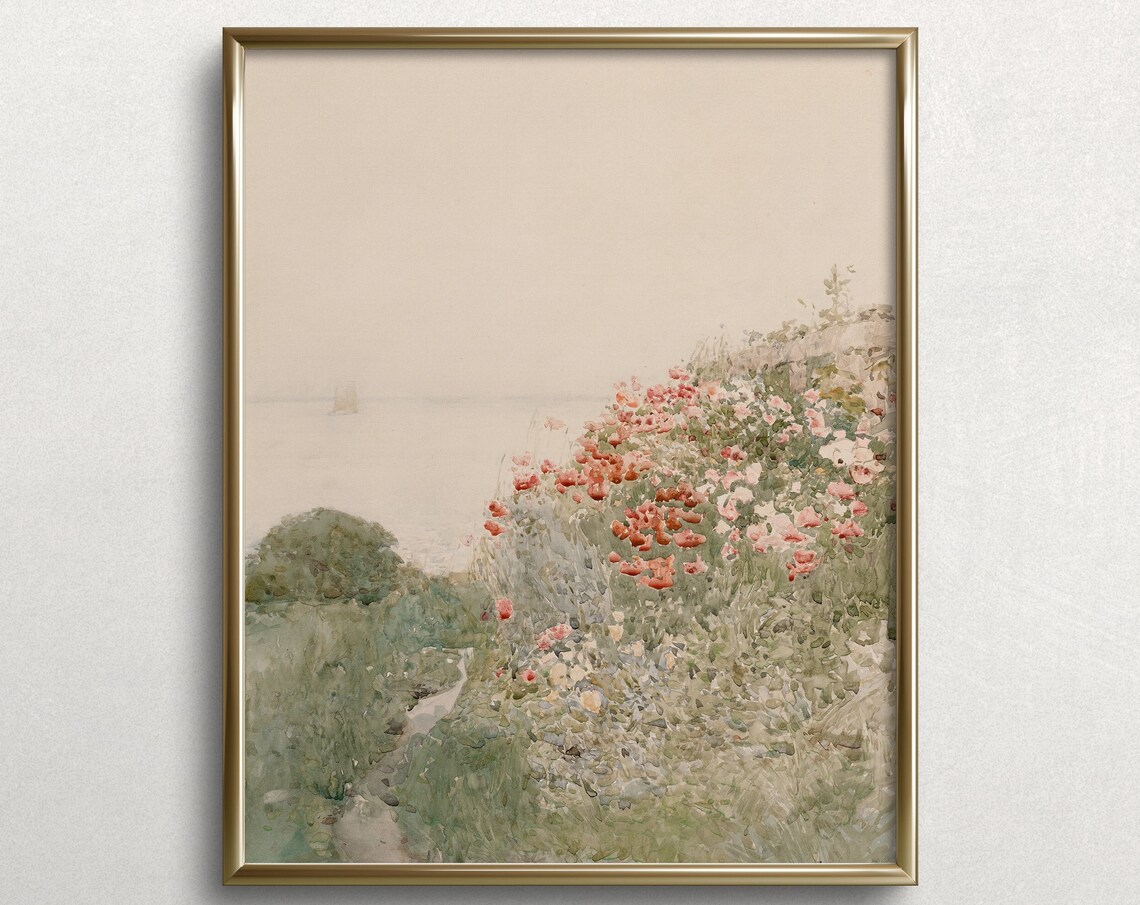 Seaside Summer Coastal Flowers Vintage Poster