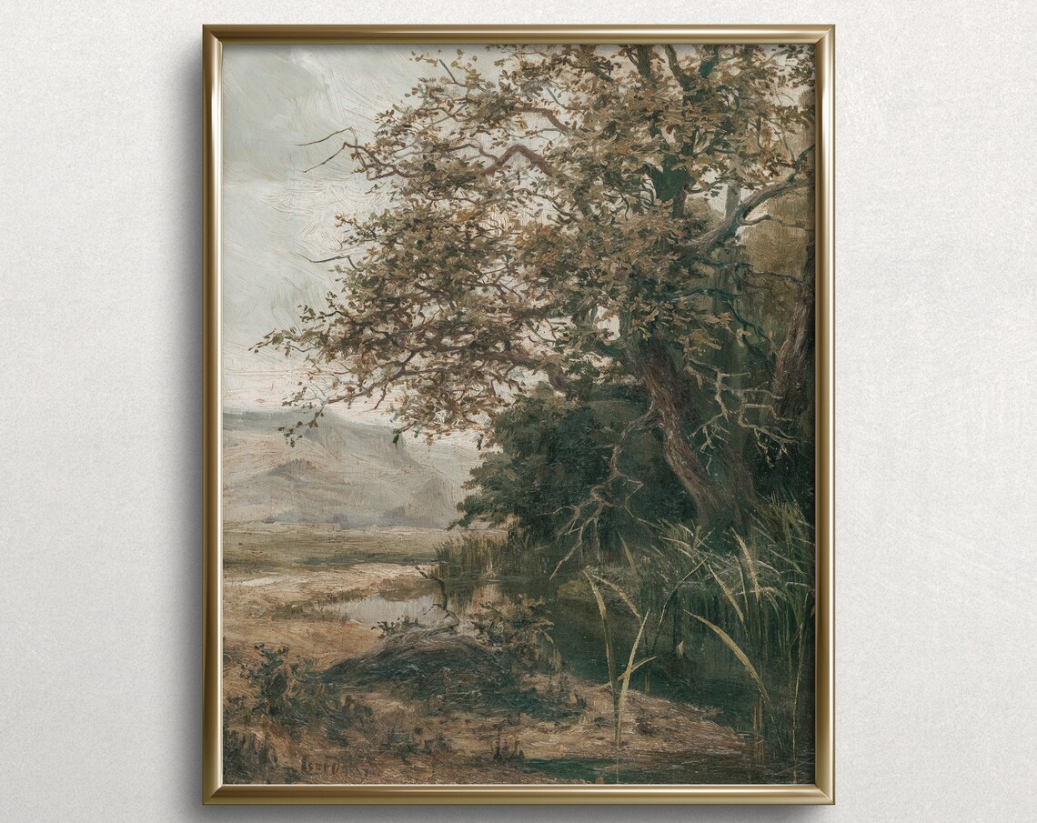 Hope Tree Moody Tree Art Forest Wall Art Tree Landscape Painting Nature Walk Art Forest Decor L303