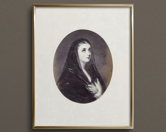 Haunted Victorian Ghost Woman Oval Portrait Dark Moody Gothic Wall Poster