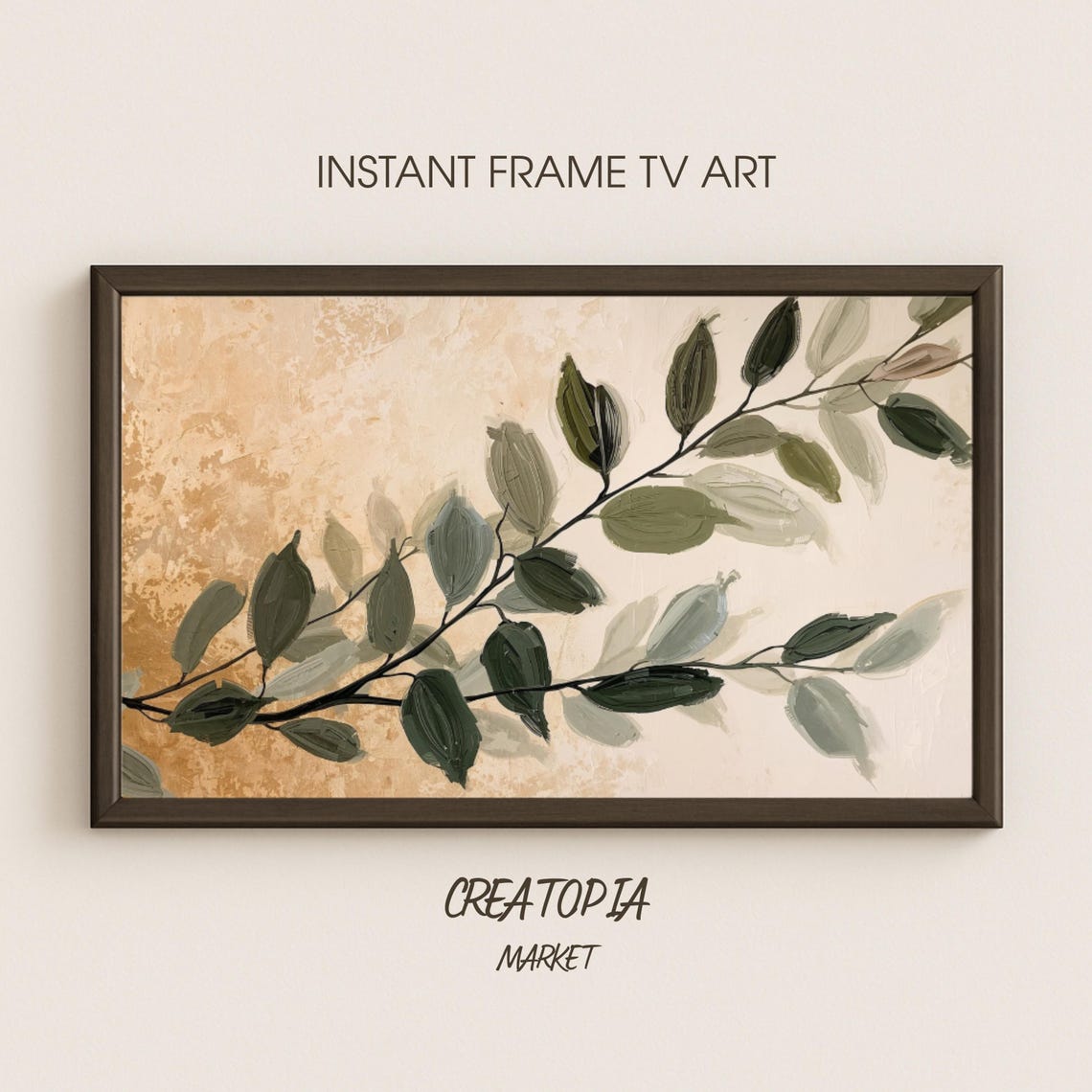 Forest Leaves Botanical Impasto Textured Olive Branch Art Print