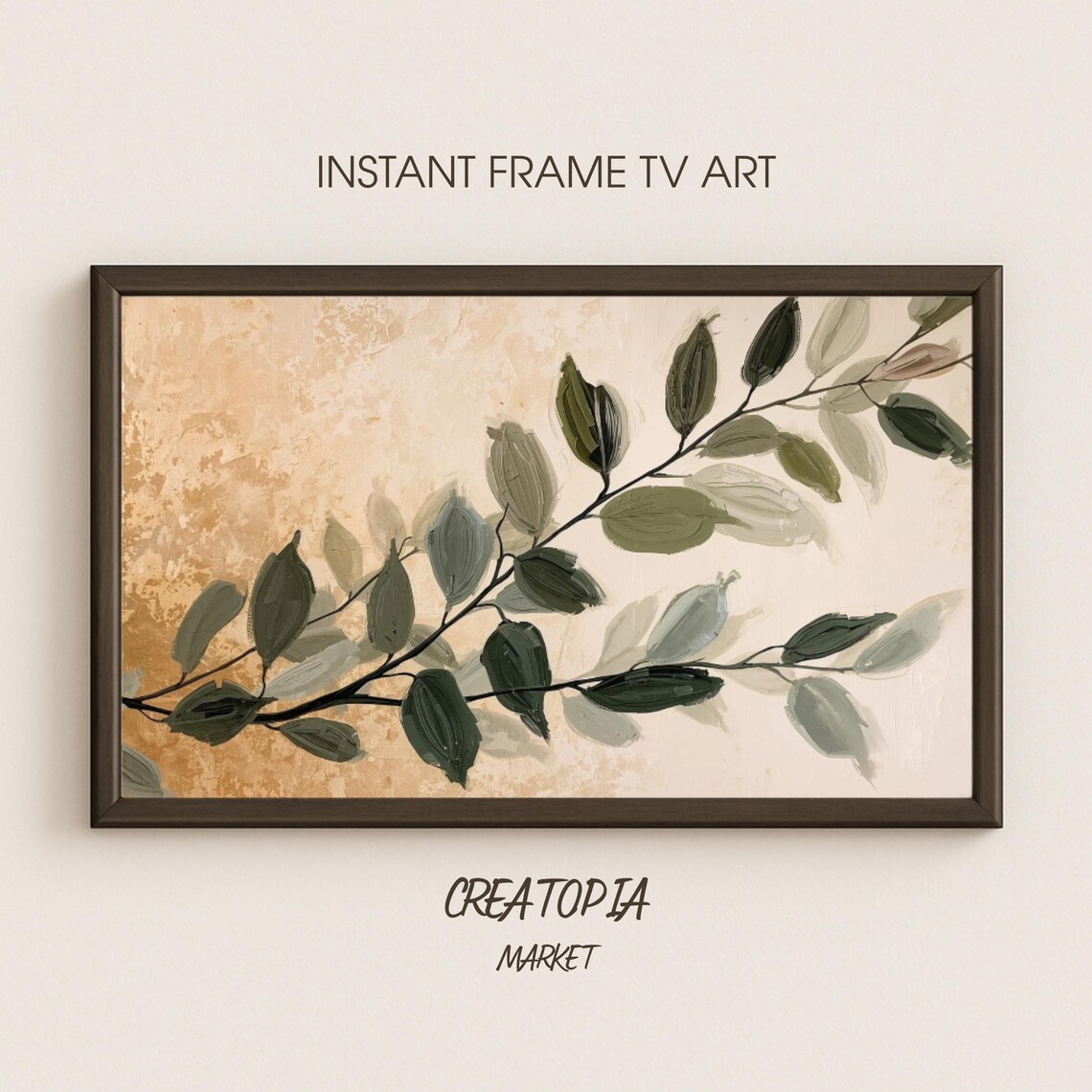 Samsung Frame Tv Art Forest Leaves Minimalist Botanical Impasto