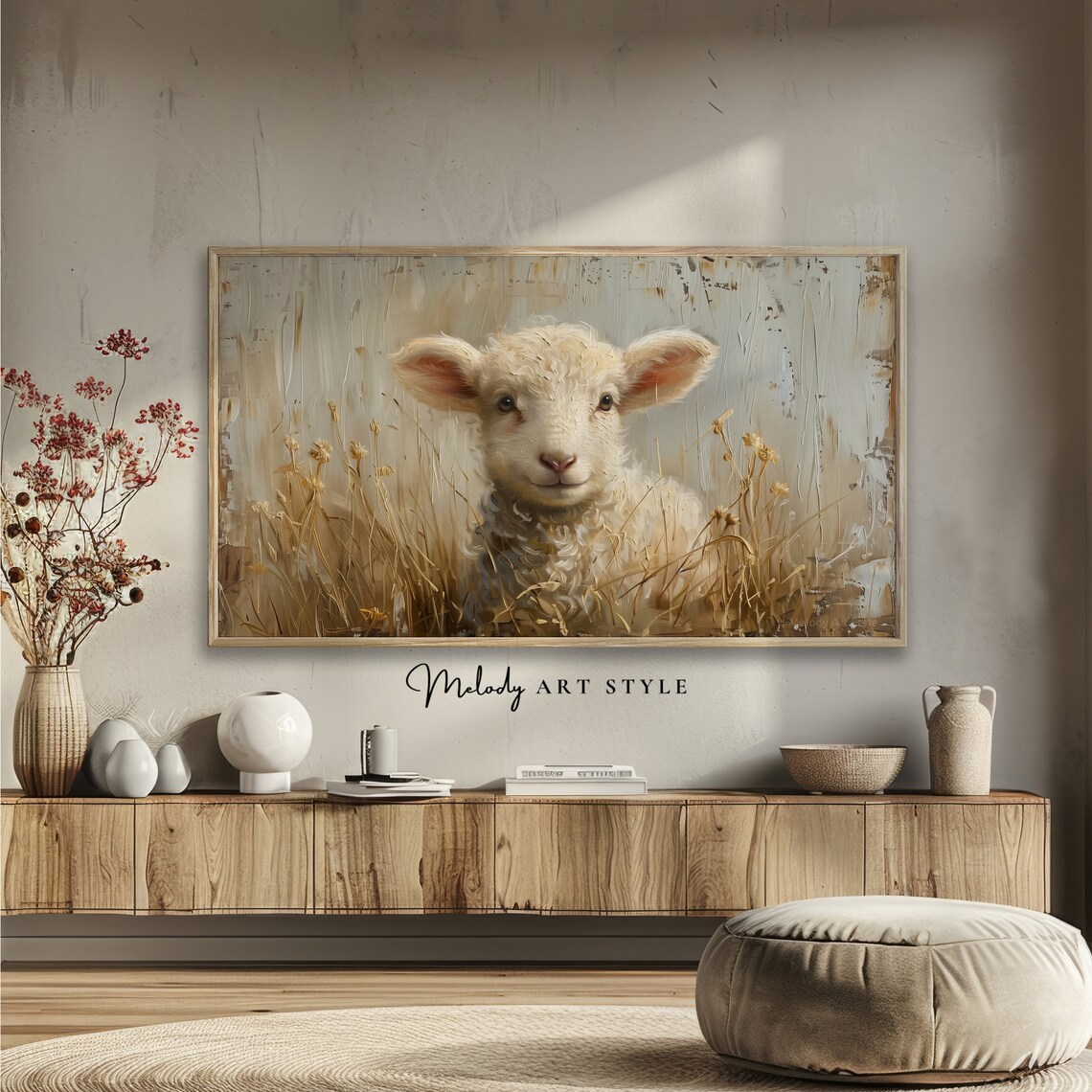 Vintage Lamb Oil Painting, Easter Religious Art Print - Image 2