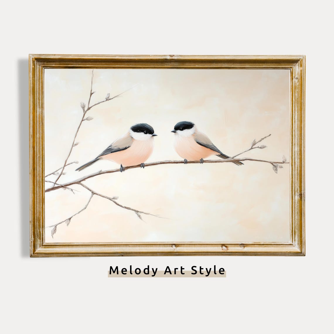 Two Birds On A Branch Minimalist Scandinavian Love Art Poster