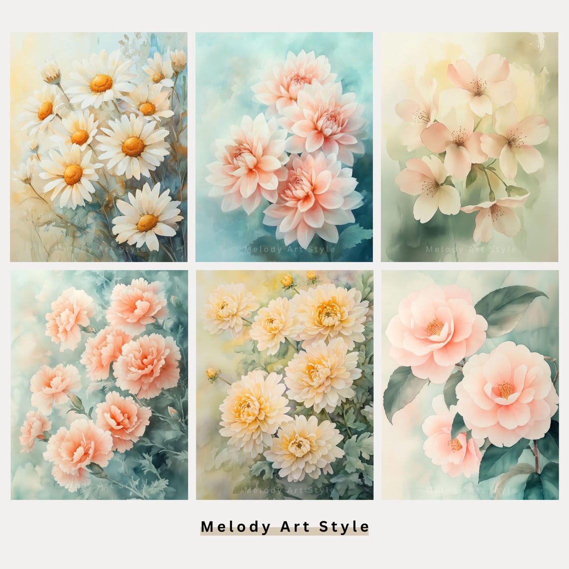Watercolor Flowers Collection 24 Printable Floral Art Print Poster - Image 2