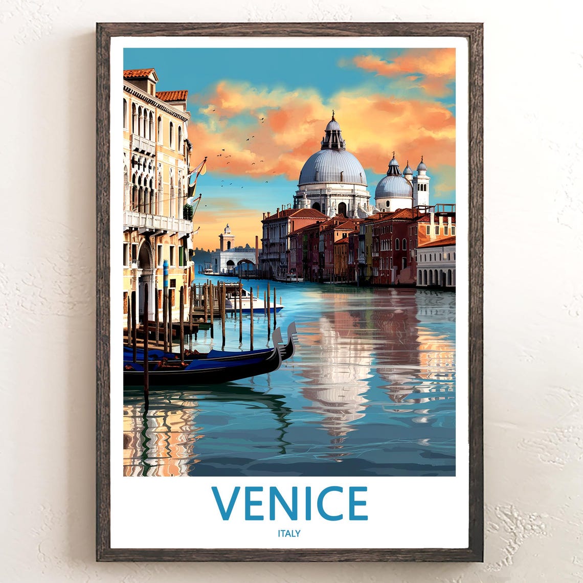 Venice Italy Sunset Salute Domes Over Grand Canal Glow Poster