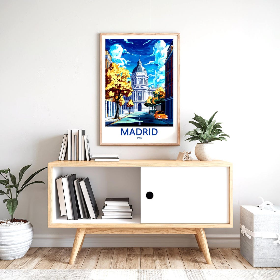 Madrid Domed Palace Autumn Trees Orange Beetle Travel Poster - Image 2