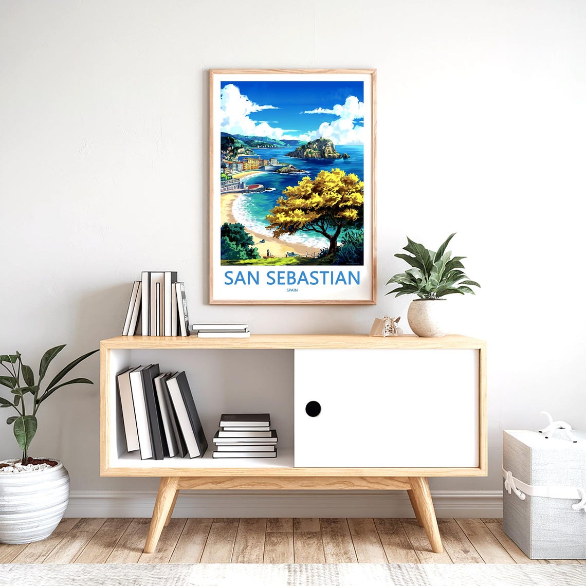 San Sebastian Bay Island View Golden Tree Beach Travel Poster - Image 2