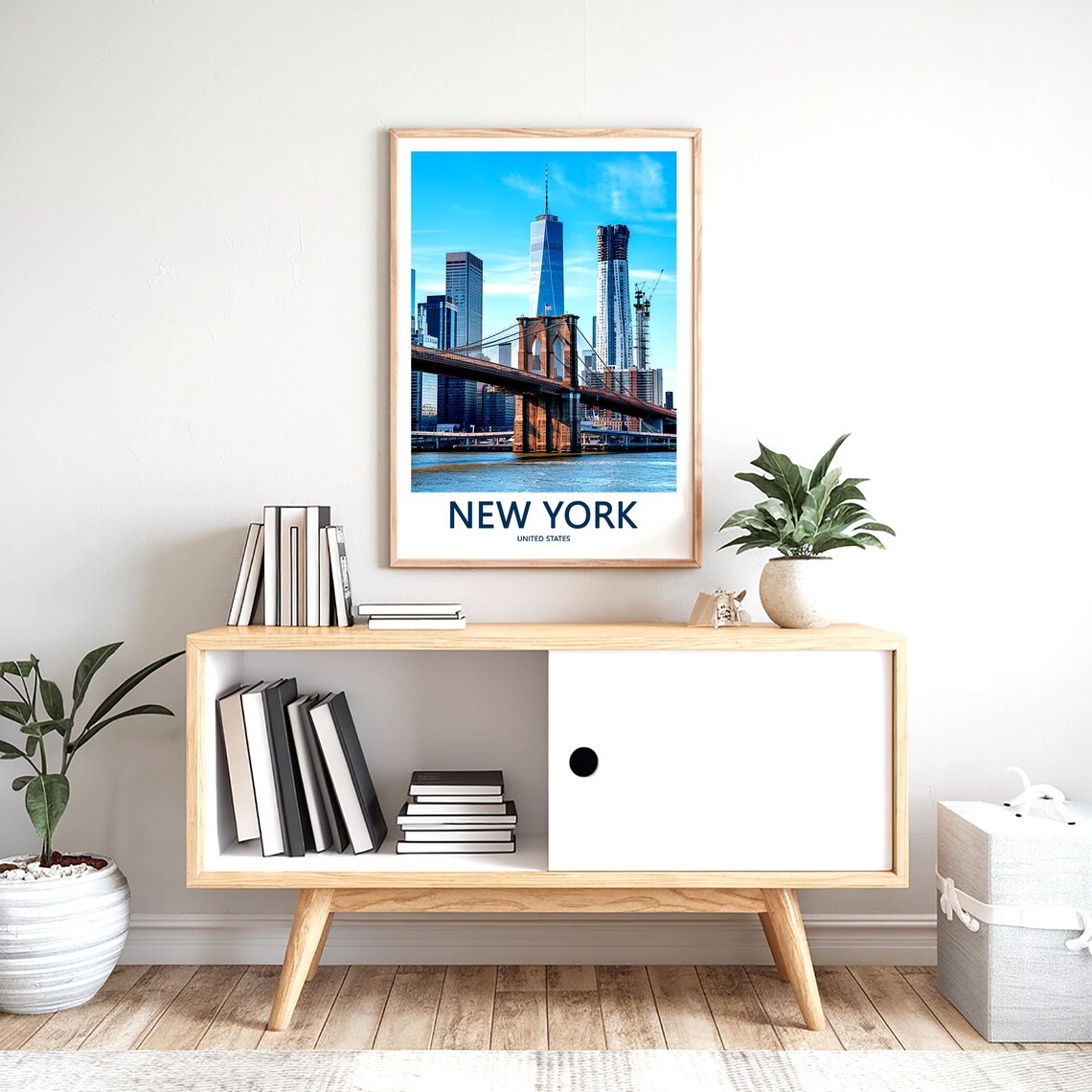 New York Brooklyn Bridge One World Trade Center Daytime Travel Poster - Image 2