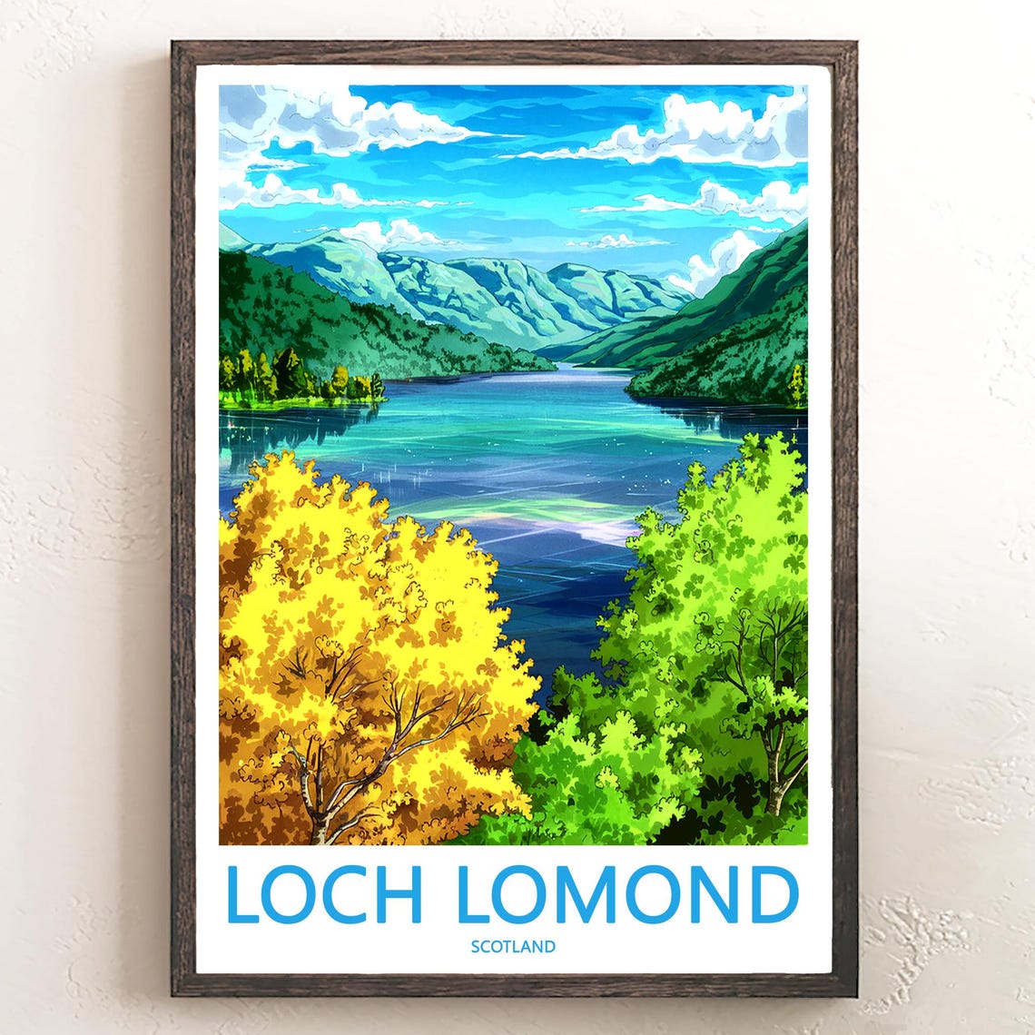 Loch Lomond Scotland Golden Autumn Trees Mountain Lake Poster
