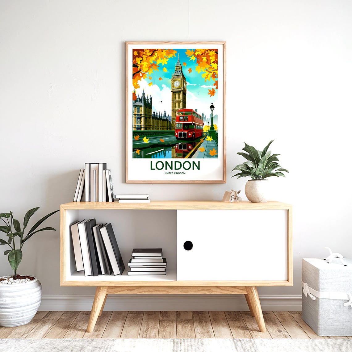 Big Ben Classic Routemaster Bus Retro Autumn Day Travel Poster - Image 2
