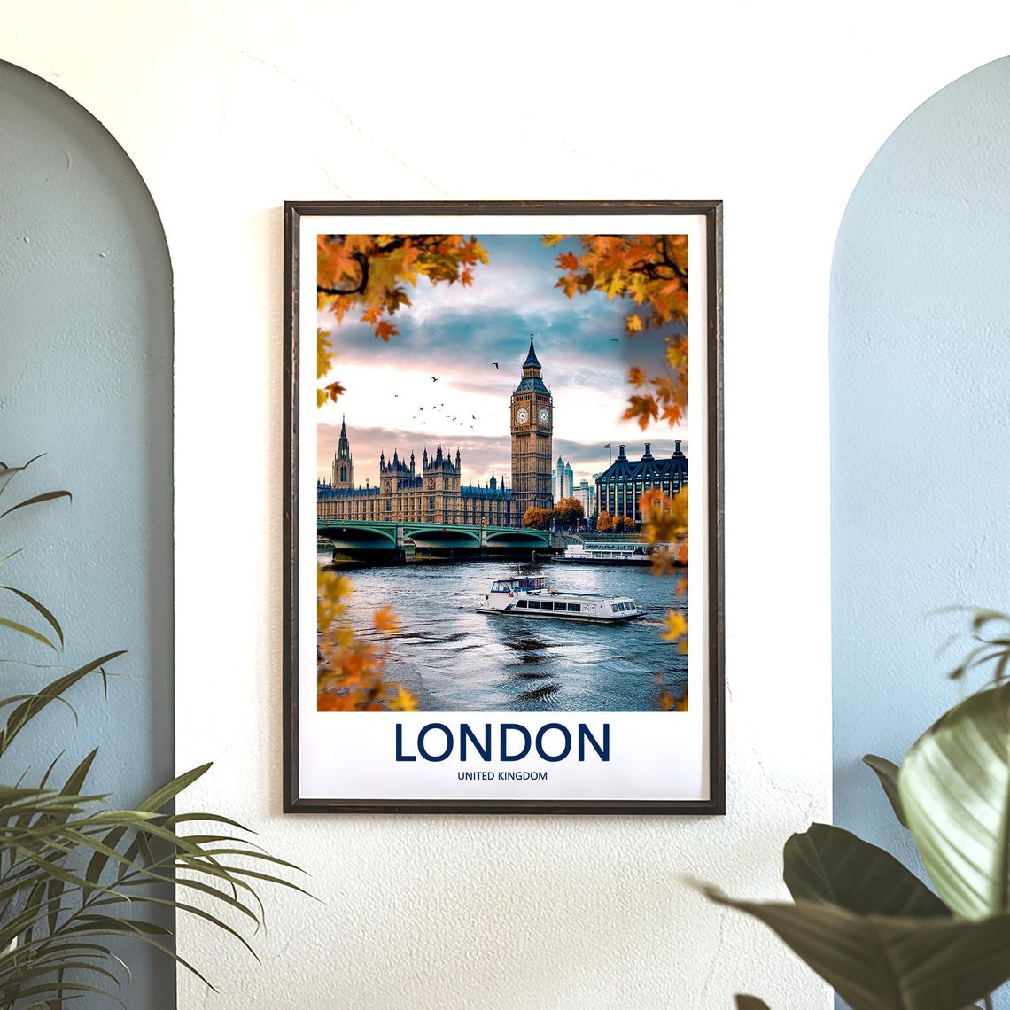 London Big Ben Autumn Sunset River Cruise Photograph View Poster - Image 3