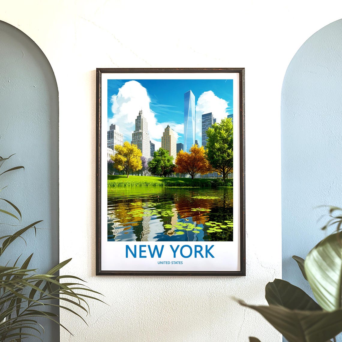 New York Central Park Pond One World Trade Center Reflection Poster - Image 3