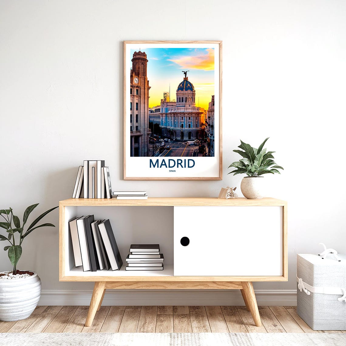 Madrid Gran Via Street Scene Domed Building Sunset View Poster - Image 2