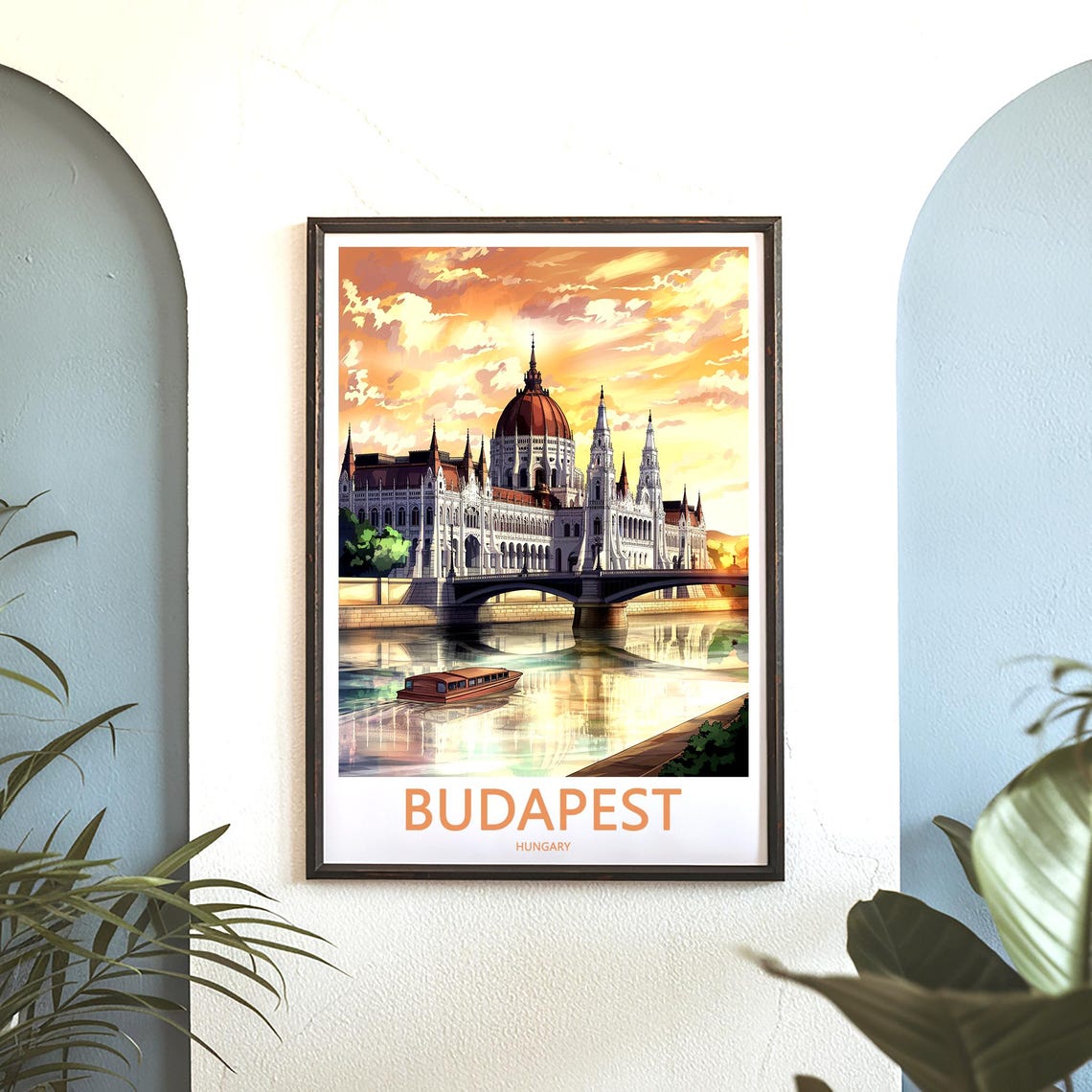 Budapest Hungary Parliament Golden Sunburst River Cruise Poster - Image 3