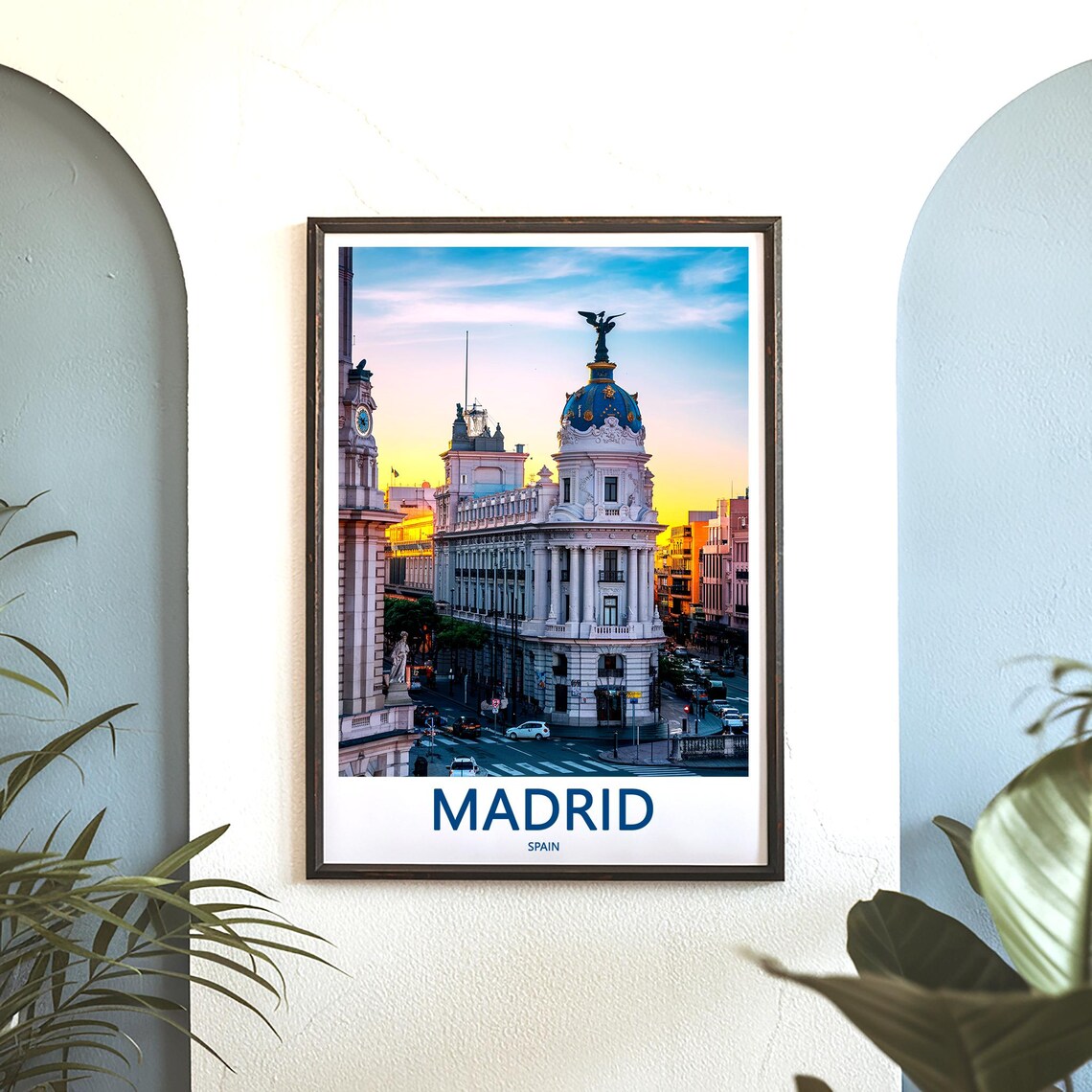 Madrid Metropolis Landmark Sunset Street Photo View Scene Poster - Image 3