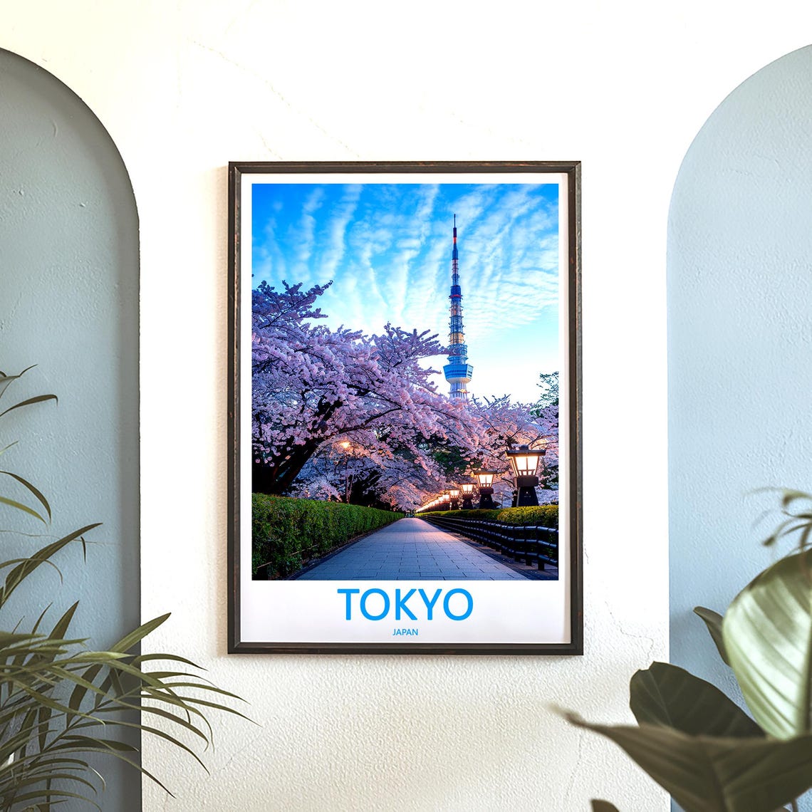 Tokyo Skytree Soaring Above a Cherry Blossom Path with Lanterns Poster - Image 3