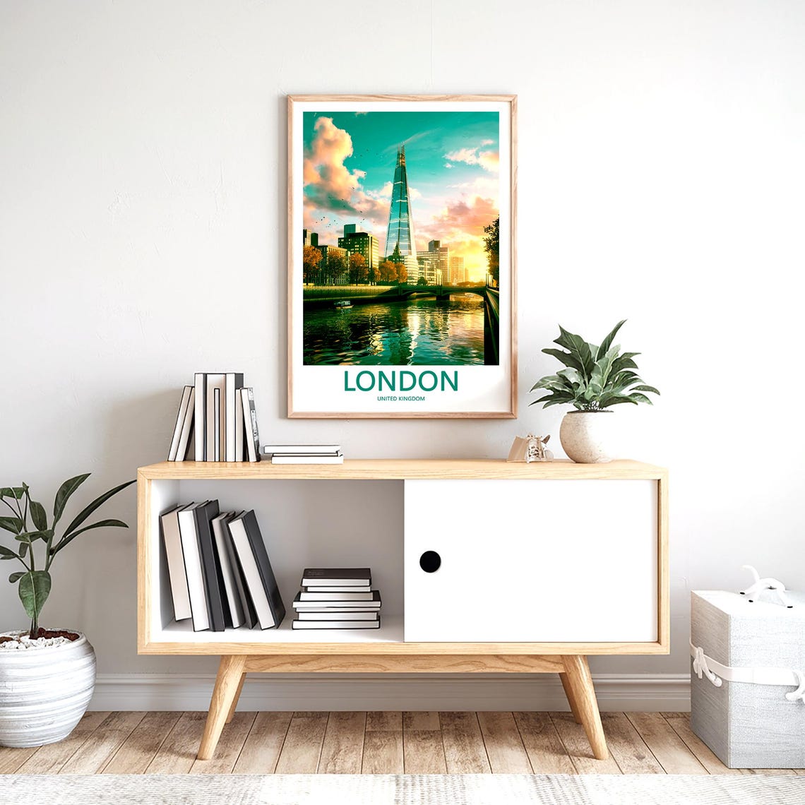 The Shard Glowing at Golden Hour by the River Thames Bridge Poster - Image 2