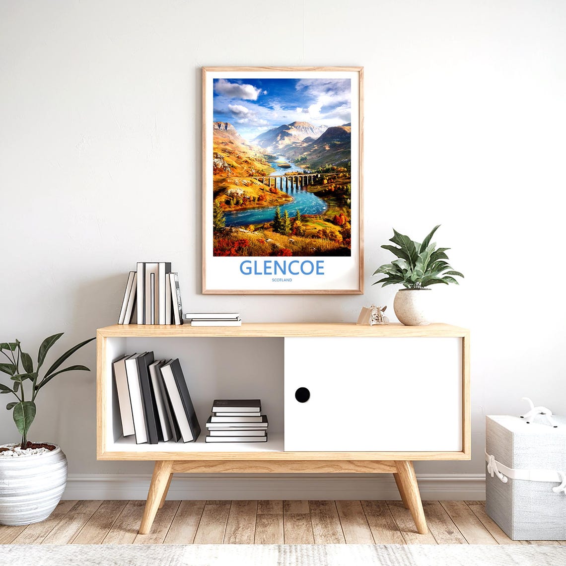 Glencoe Scotland Autumn Viaduct Valley River Scene View Poster - Image 2