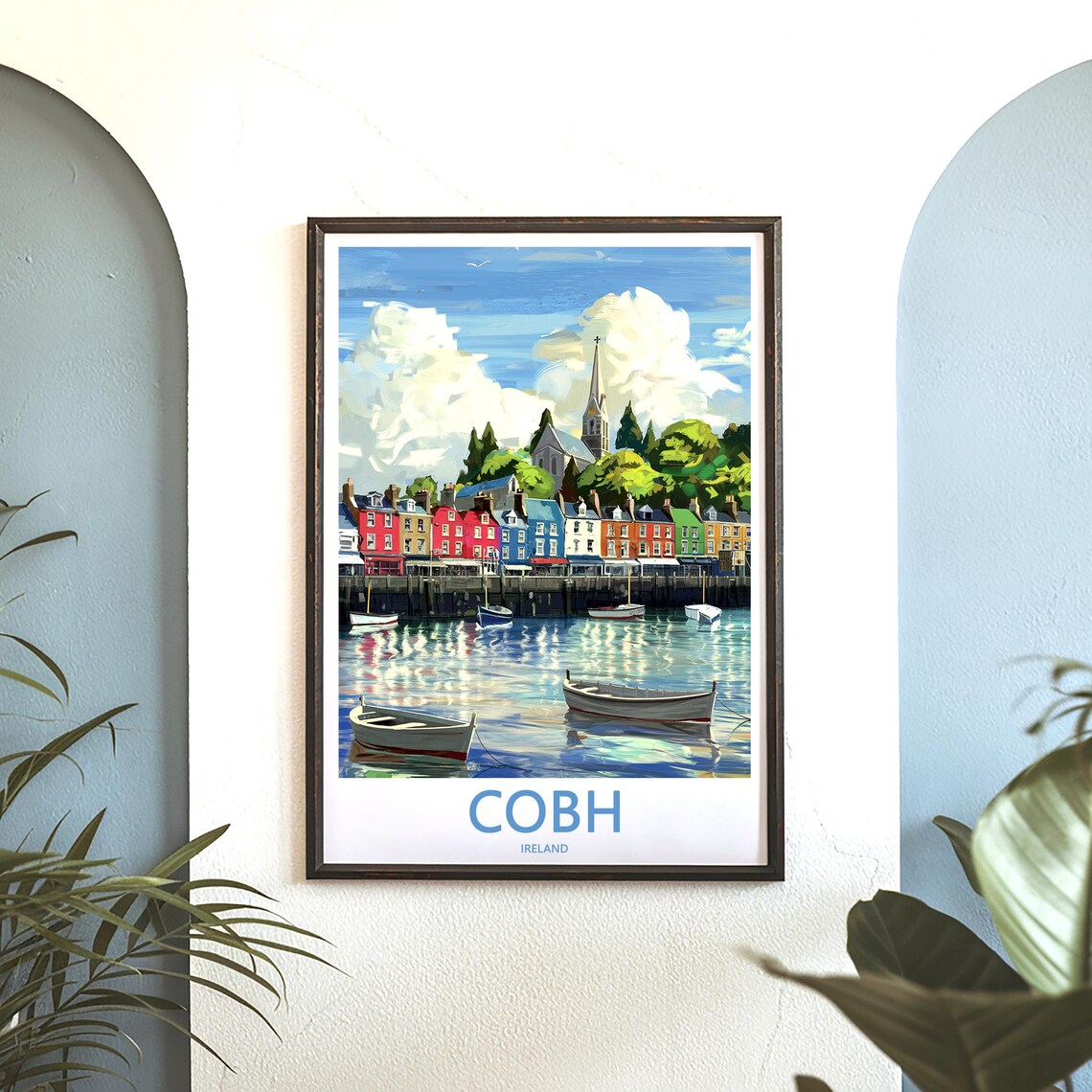Cobh Ireland Colorful Waterfront Houses Painted Travel Poster - Image 3