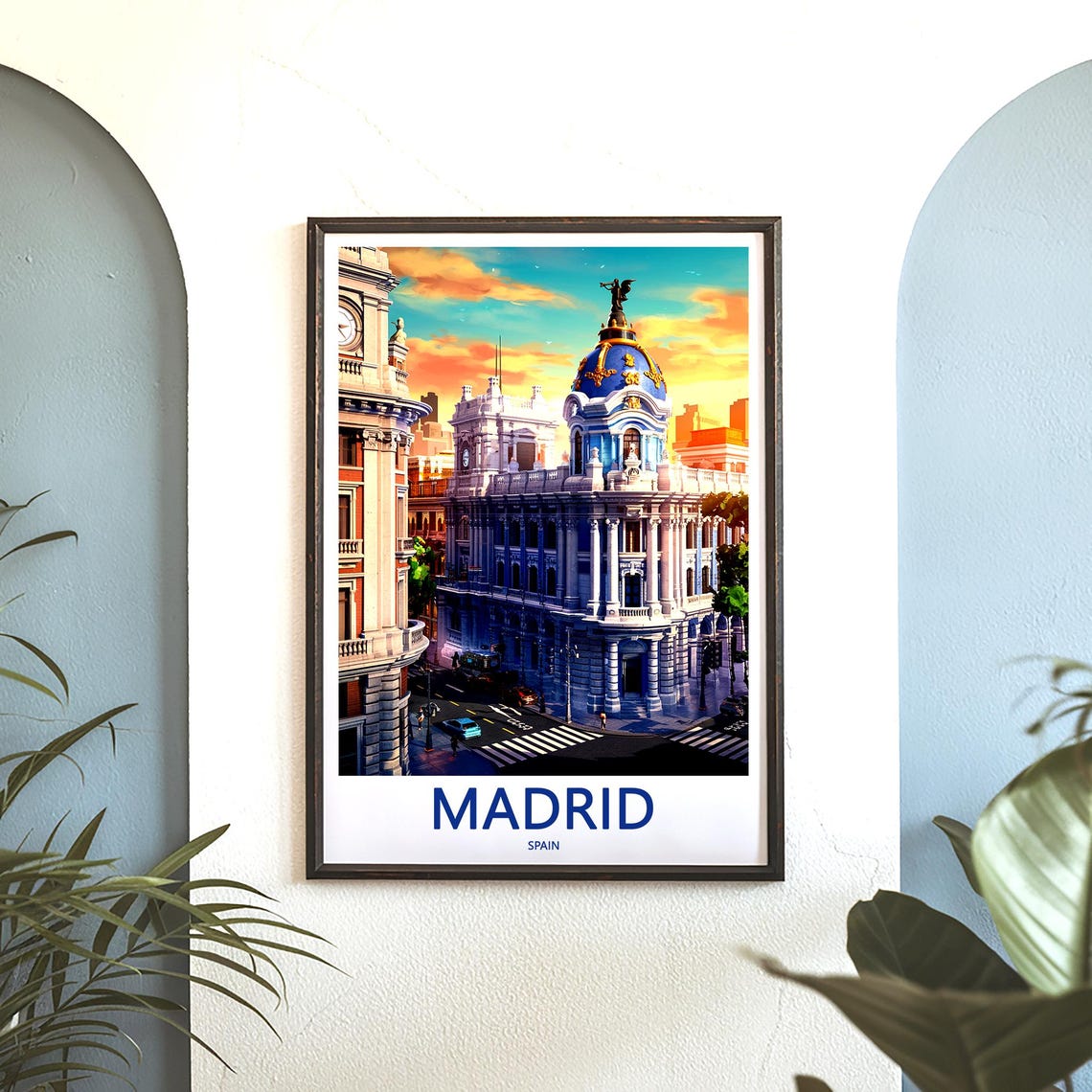 Madrid Metropolis Dome Sunset Golden Hour Skyline Art Poster - Image 3