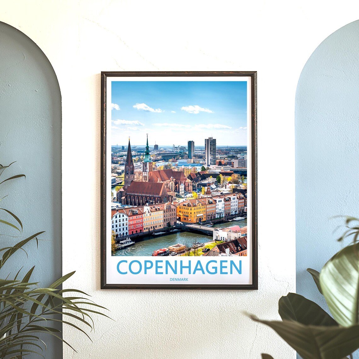 Copenhagen Aerial Skyline Church Spires Harbor Denmark Travel Poster - Image 3