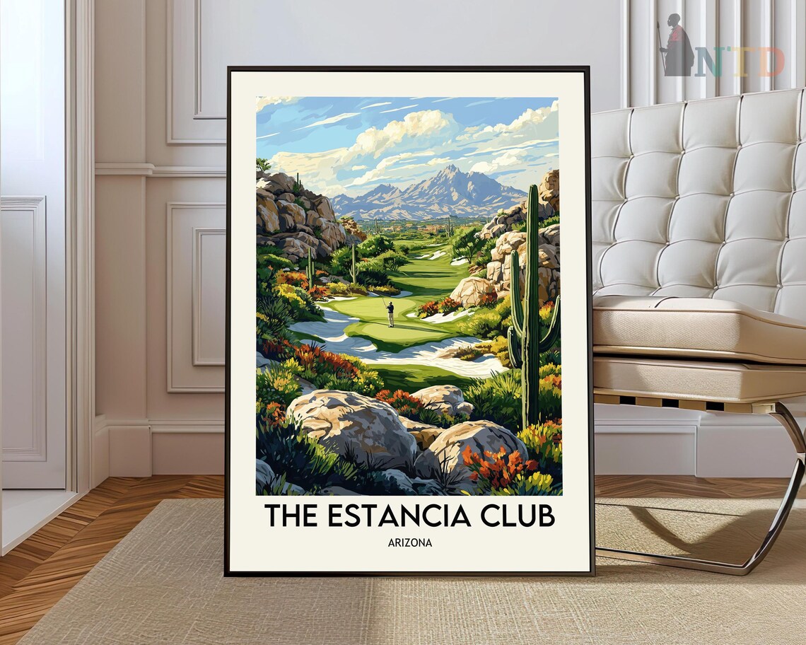 The Estancia Club Arizona Desert Golf Course Retro Travel Art Poster