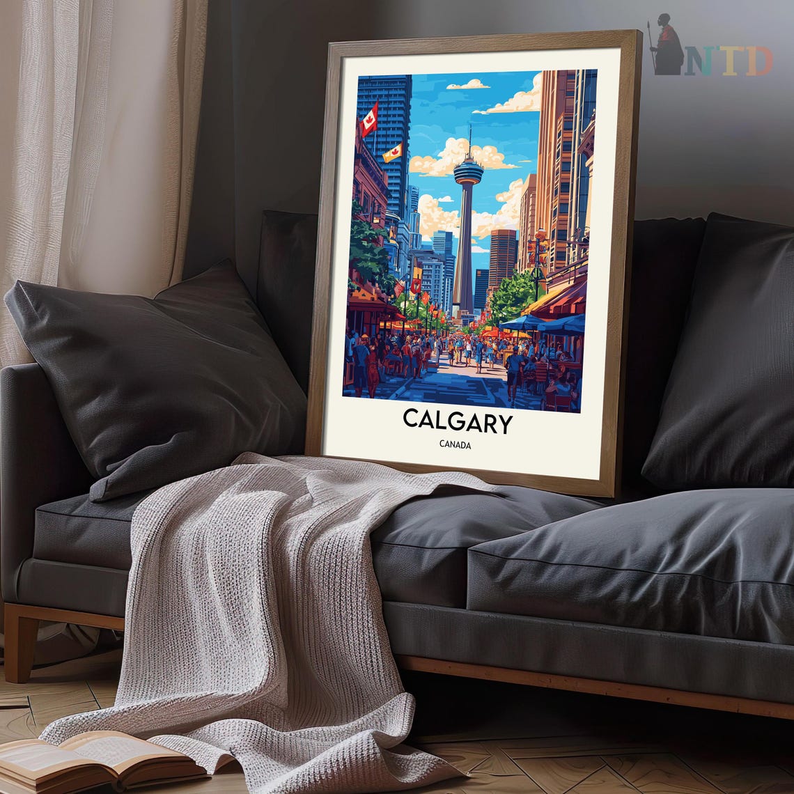 Calgary Canada Downtown Street Tower Crowd Summer Travel Poster - Image 3