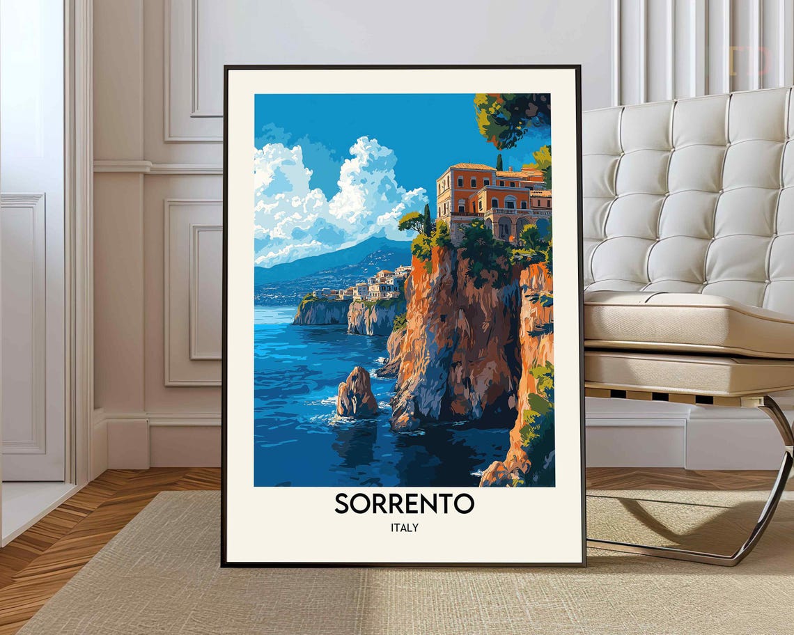 Sorrento Italy Dramatic Cliffs Bay of Naples Town View Poster