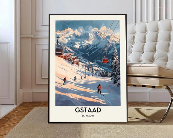 Gstaad Ski Resort Poster Wall Art Print Photo