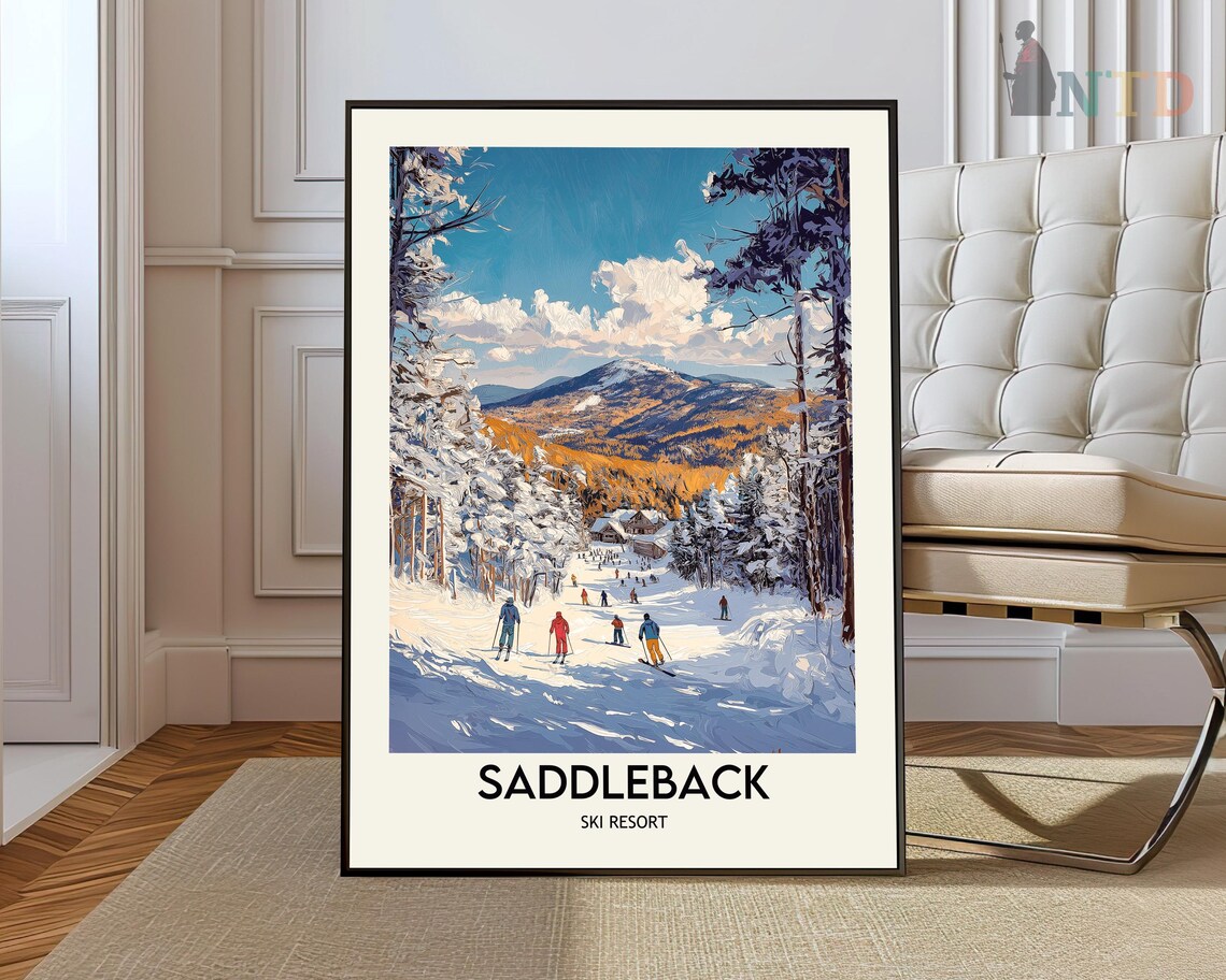 Saddleback Ski Resort Poster, Rangeley Travel Print