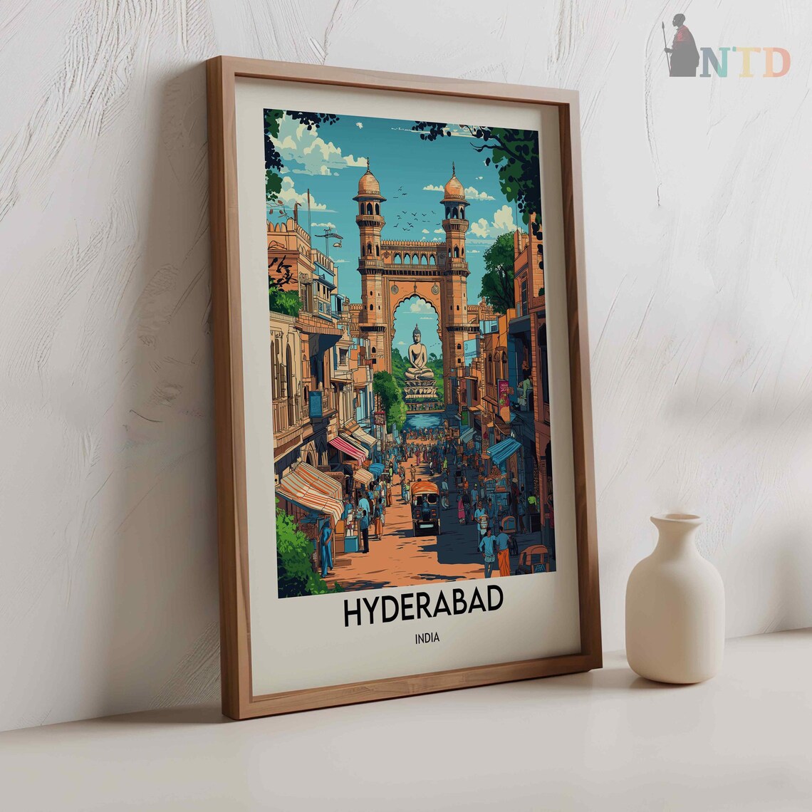 Hyderabad India Charminar Old Bazaar Street Market Scene Poster - Image 2