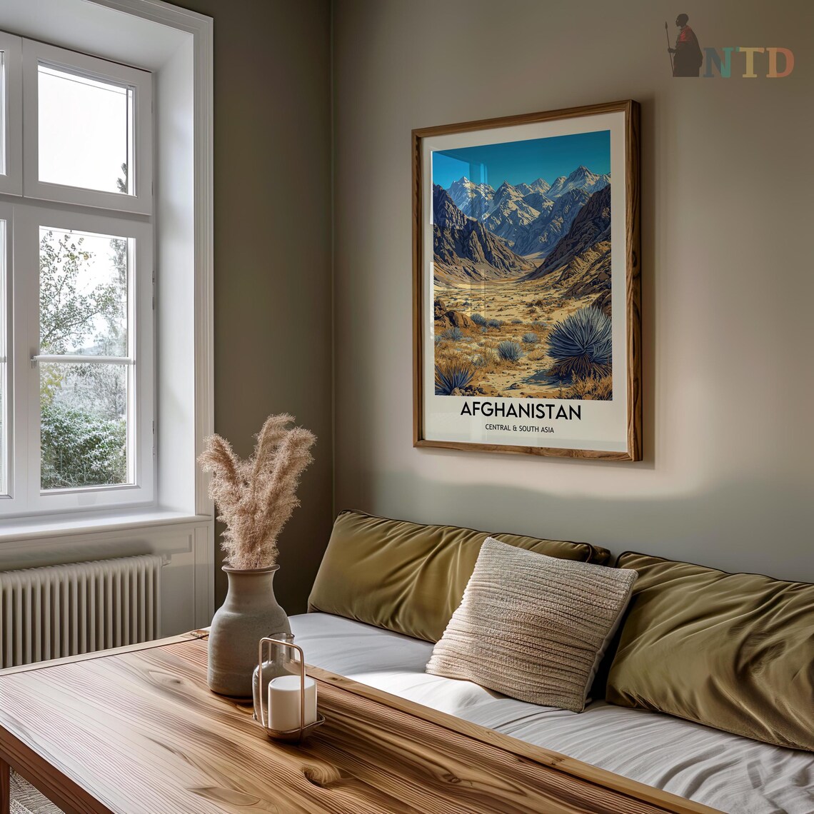 Afghanistan Mountain Valley Desert Peaks Vintage Travel Poster - Image 2